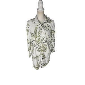C&C California Womens Long Sleeve 100% Linen Floral Button Down Summer Sz L